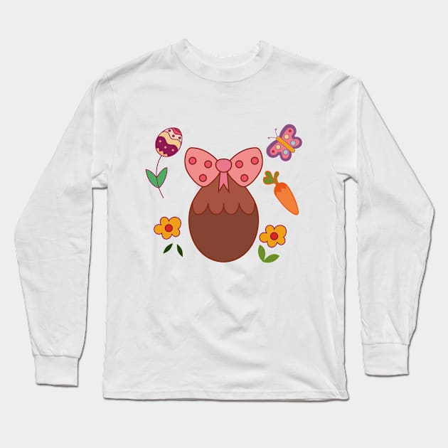 Adorable chocolate easter egg Long Sleeve T-Shirt by Duzzi Art